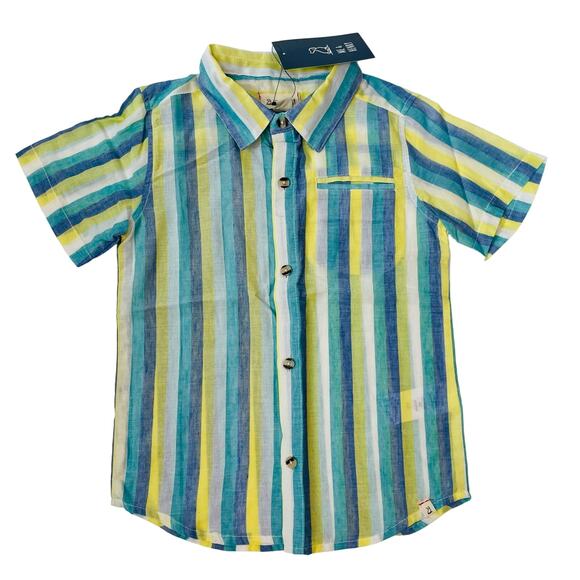 Me & Henry Size 6/7Y Bright Stripe Pier Short Sleeve Shirt - Picture 1 of 4